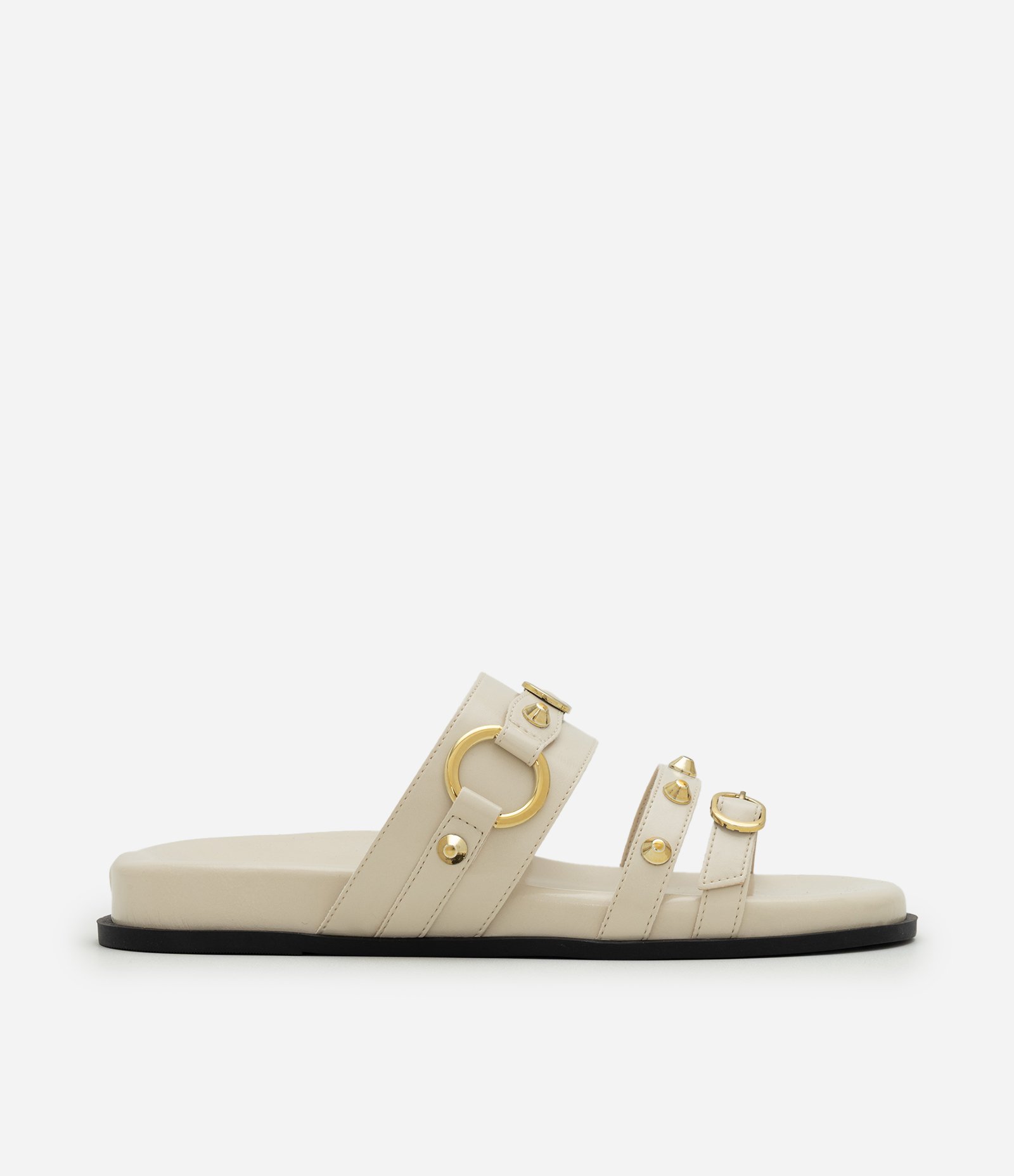 Rasteira Anatômica em PU com Aplicação de Studs Off White 1