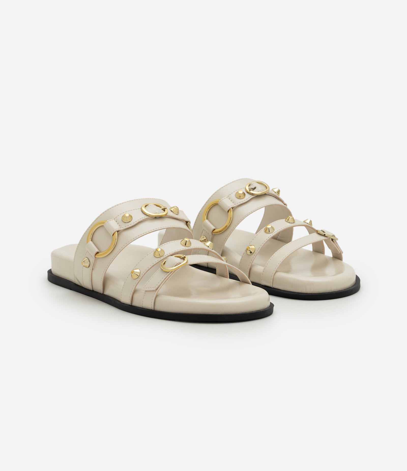 Rasteira Anatômica em PU com Aplicação de Studs Off White 2