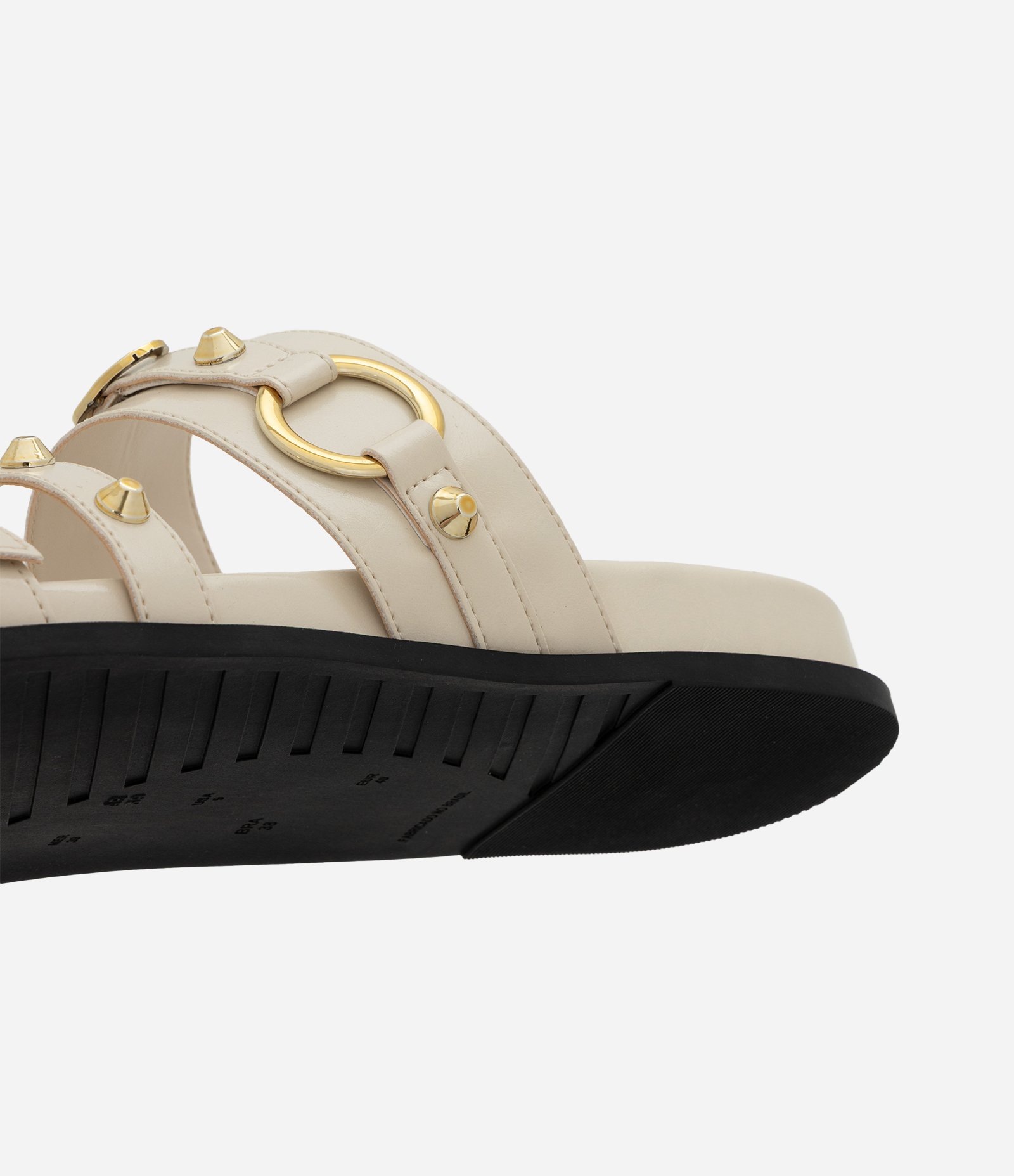 Rasteira Anatômica em PU com Aplicação de Studs Off White 3