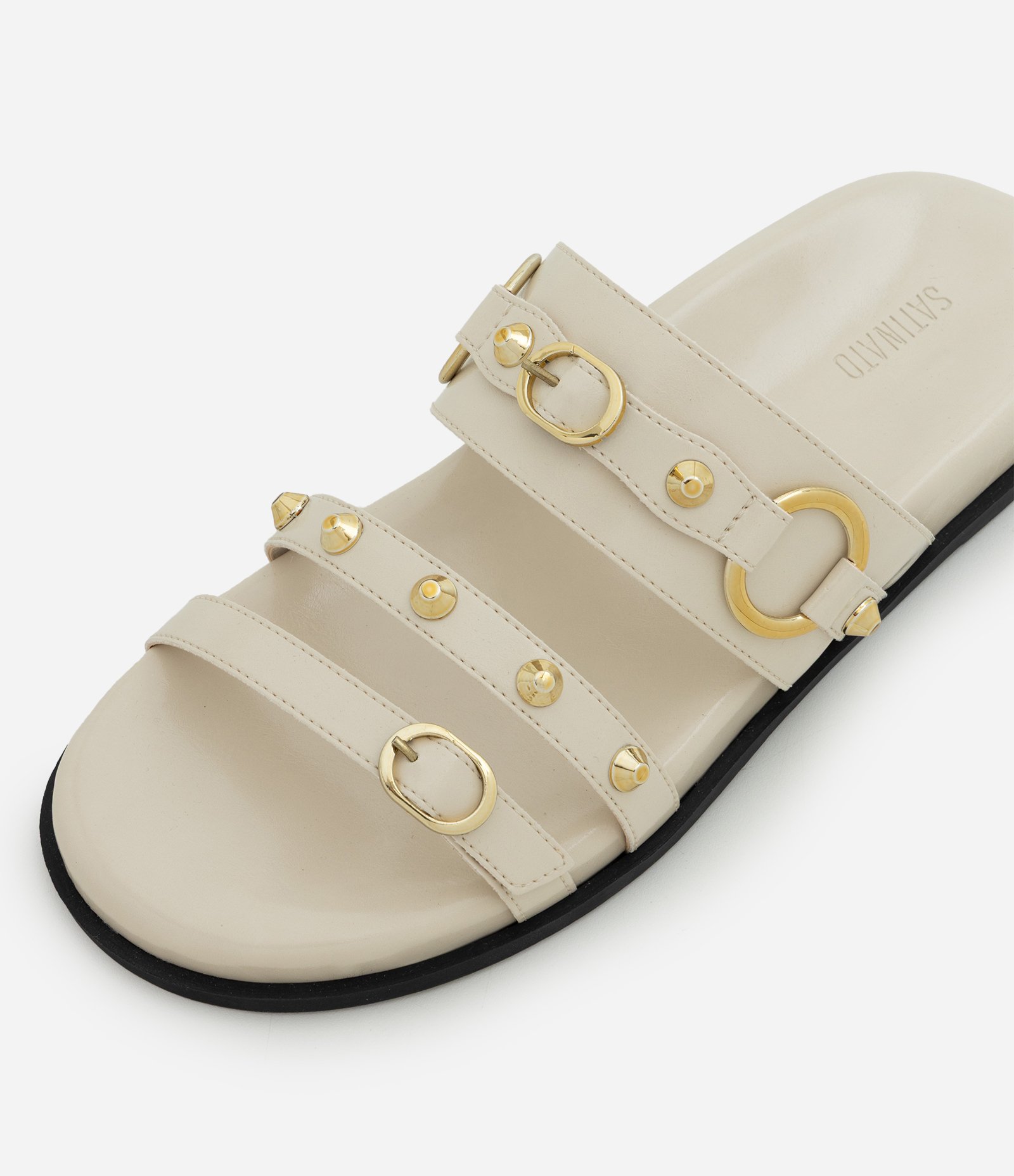 Rasteira Anatômica em PU com Aplicação de Studs Off White 5