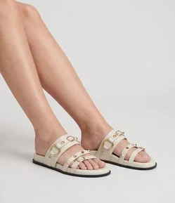 Rasteira Anatômica em PU com Aplicação de Studs