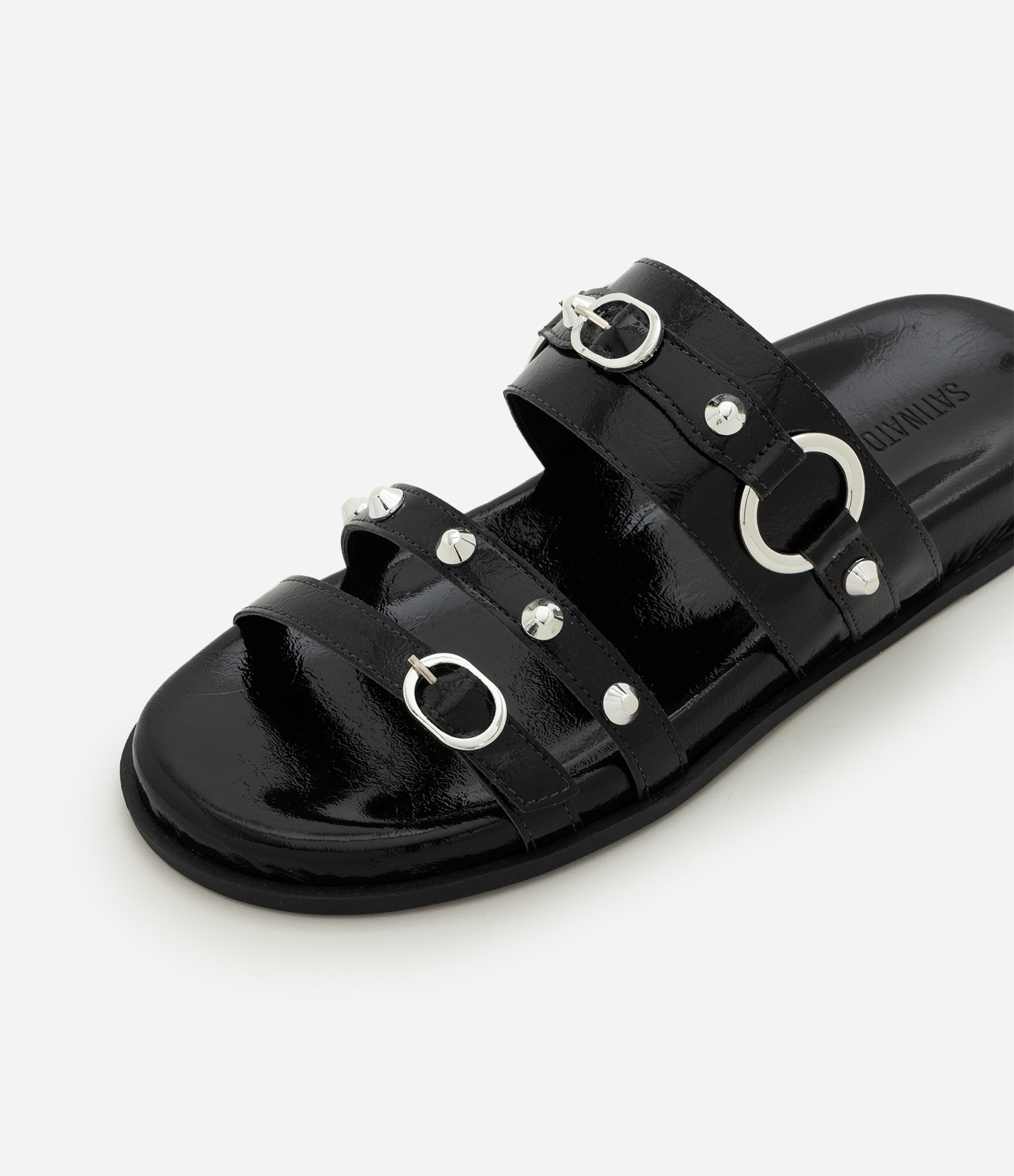 Rasteira Anatômica em PU com Aplicação de Studs Preto 5