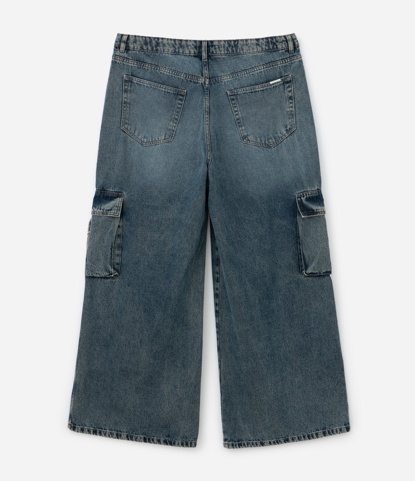 Calça Jeans Wide Leg com Bolso Cargo Curve & Plus Size Azul 9