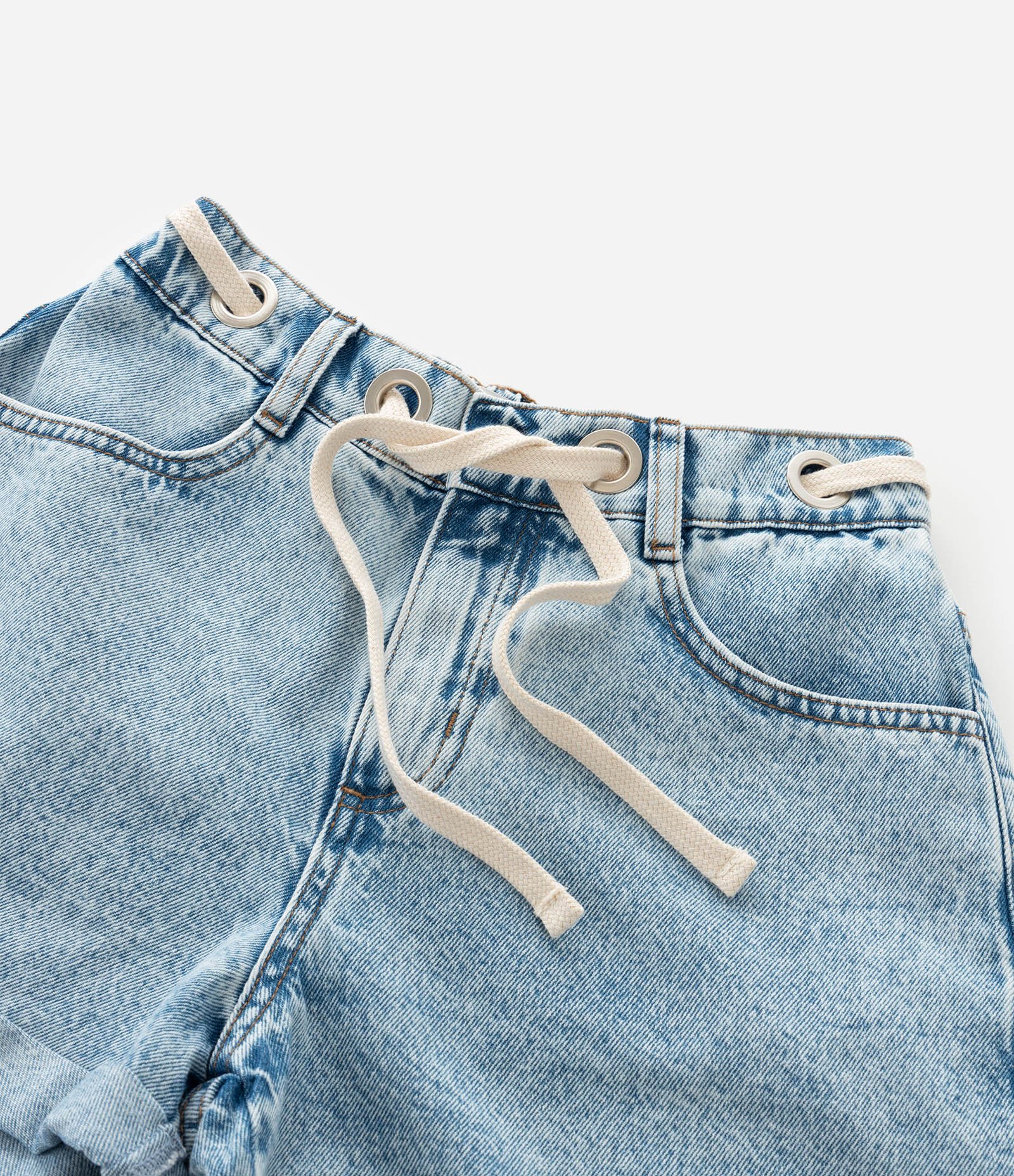 Bermuda Infantil Jeans com Barra Dobrada – Tam 5 a 14 Anos Azul Claro 6
