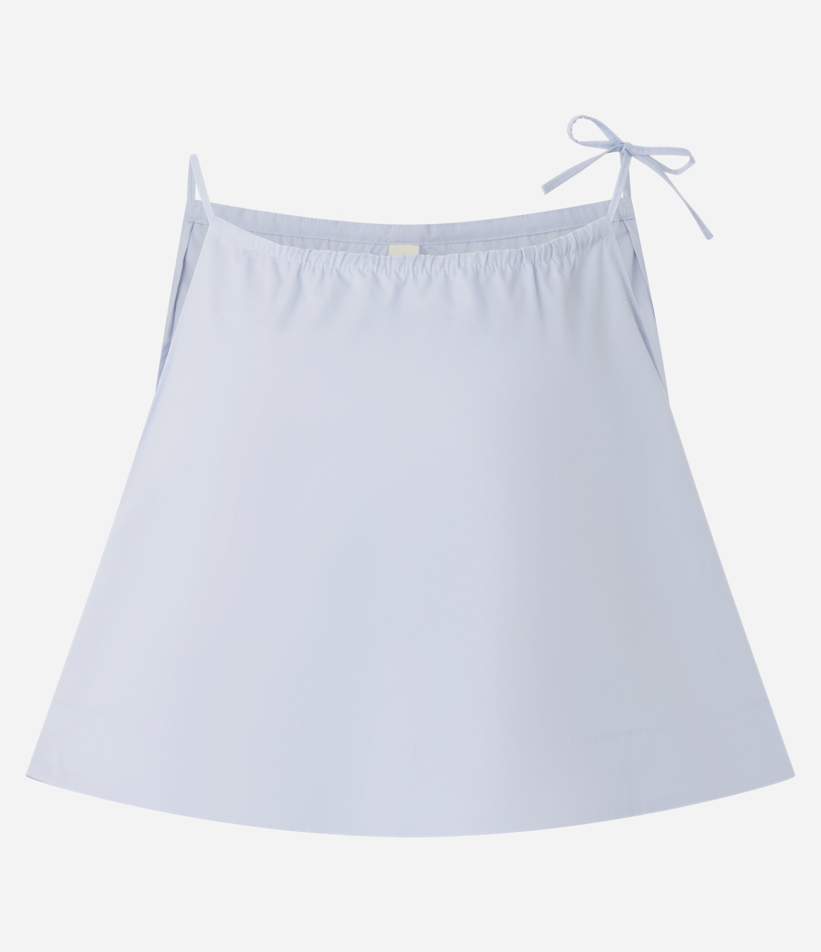 Blusa Curta Evasê com Decote Reto e Amarração Azul 1