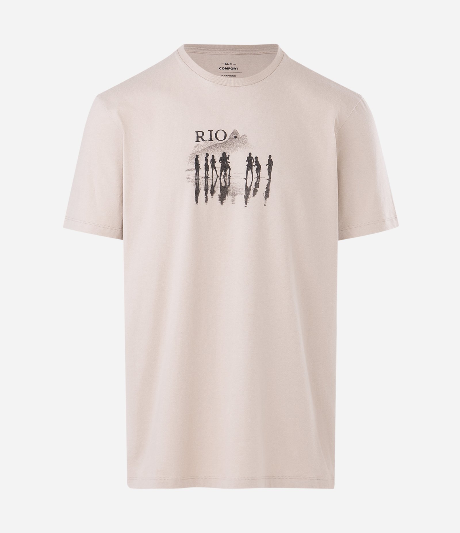 Camiseta Manga Curta em Algodão com Estampa Rio Bege 4