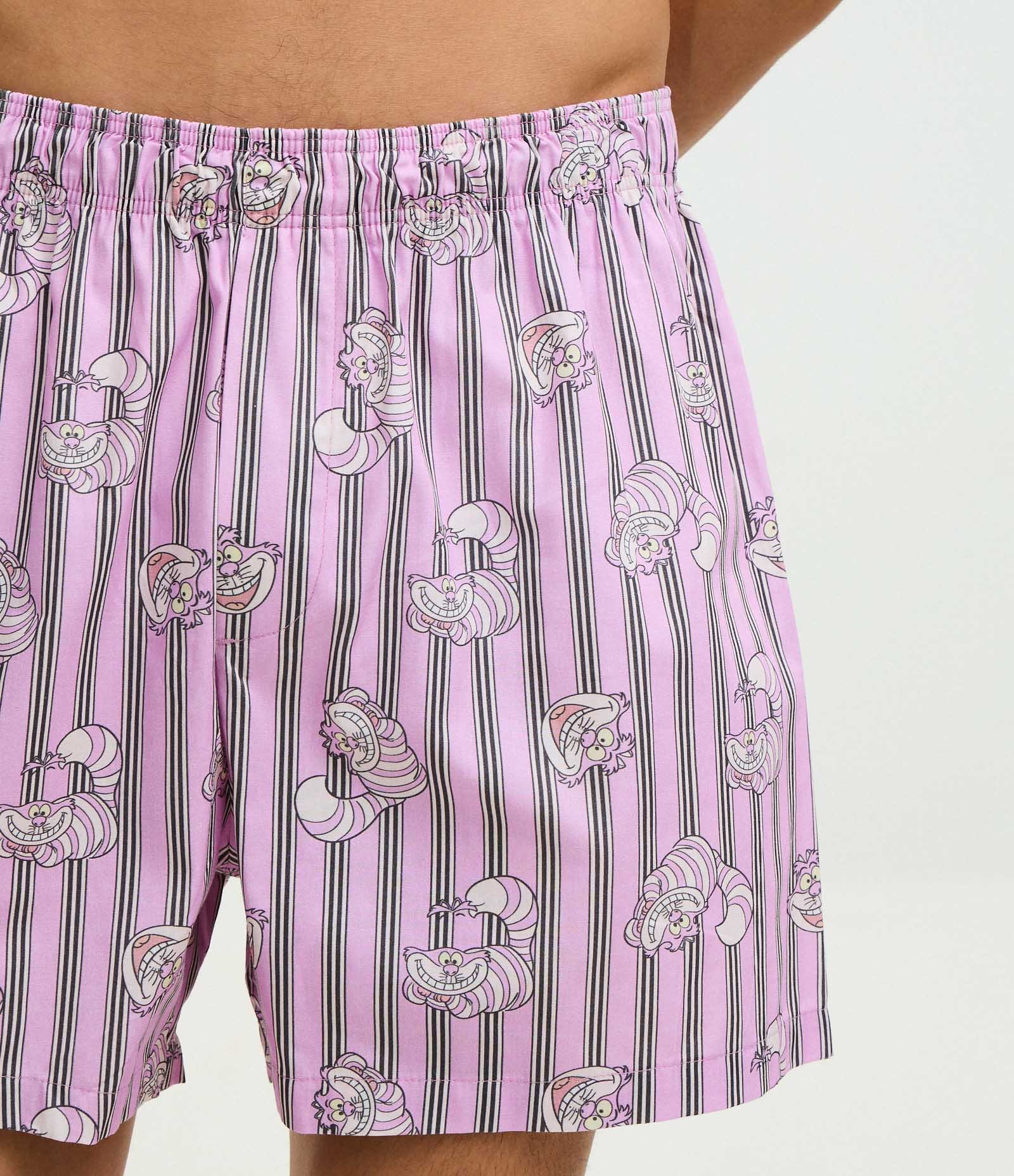 Cueca Samba-Canção em Algodão com Estampa Gato de Cheshire Rosa 3