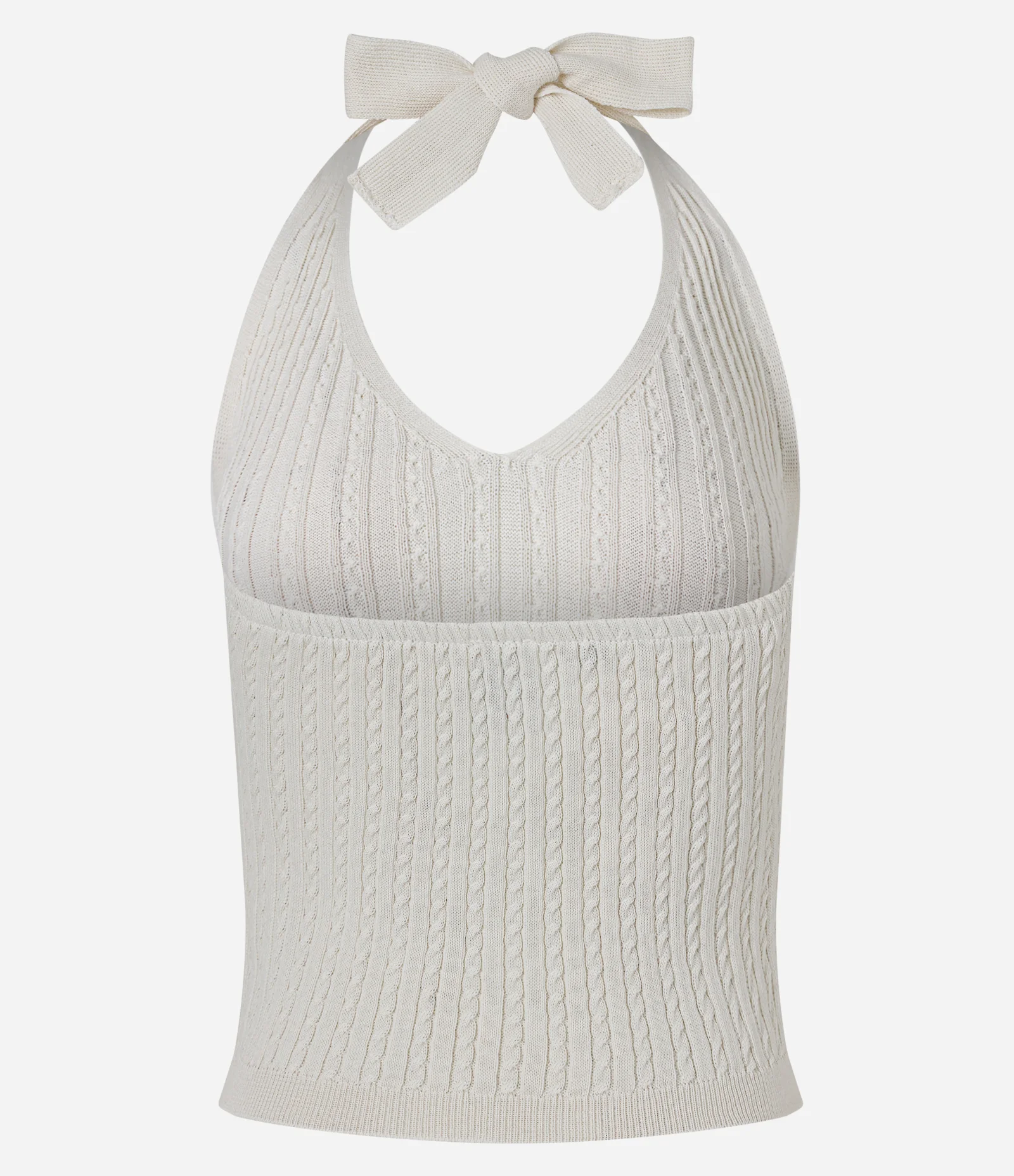 Blusa Frente Única em Tricô com Amarração no Pescoço Branco 2