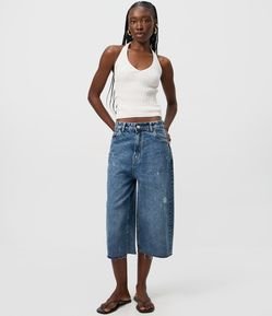 Blusa Frente Única em Tricô com Amarração no Pescoço