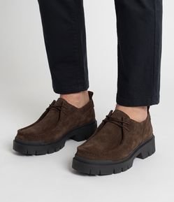 Sapato Moc Toe em Couro com Sola Tratorada