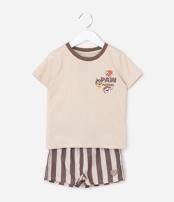 Conjunto Infantil Em Algodão com Bermuda Listrada Tam 2 a 6 Anos