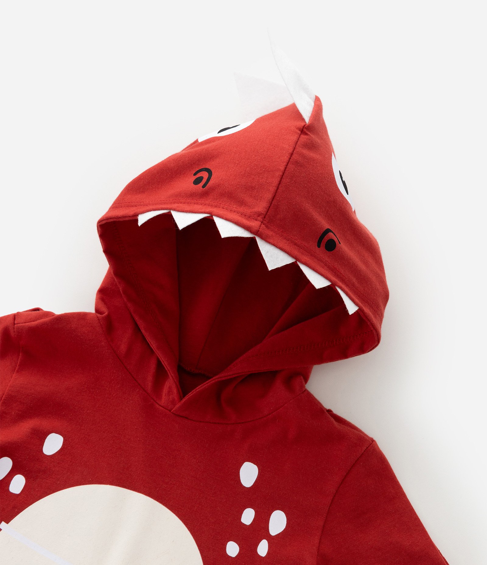 Camiseta Infantil Dinossauro com Capuz e Asas Interativas – Tam 1 a 6 Vermelho 8