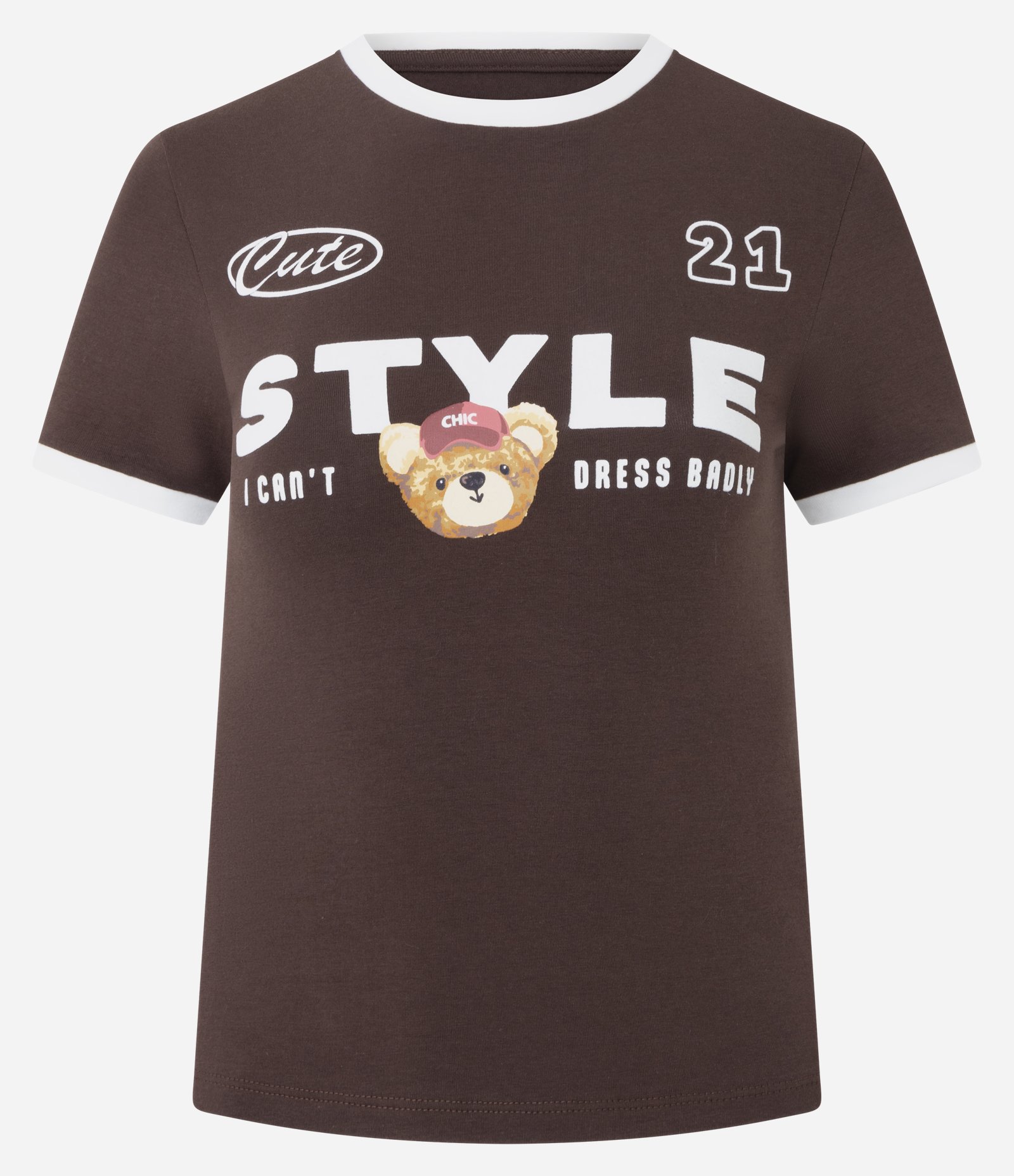 Camiseta New T-shirt com Estampa Urso Cute Style Marrom 4