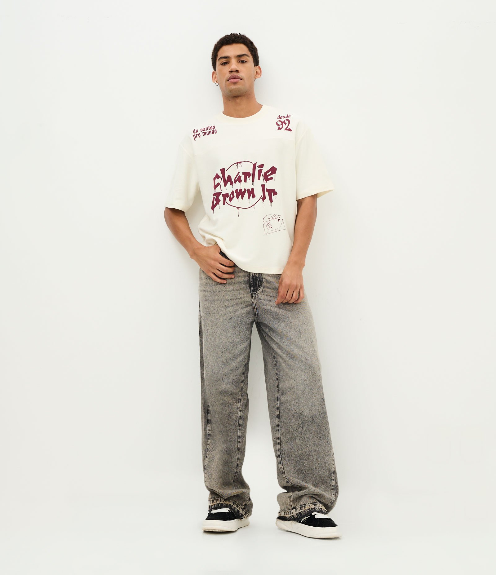 Camiseta Manga Curta em Algodão Charlie Brown JR Branco 3