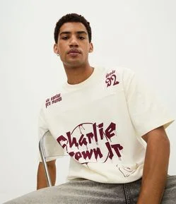Camiseta Manga Curta em Algodão Charlie Brown JR