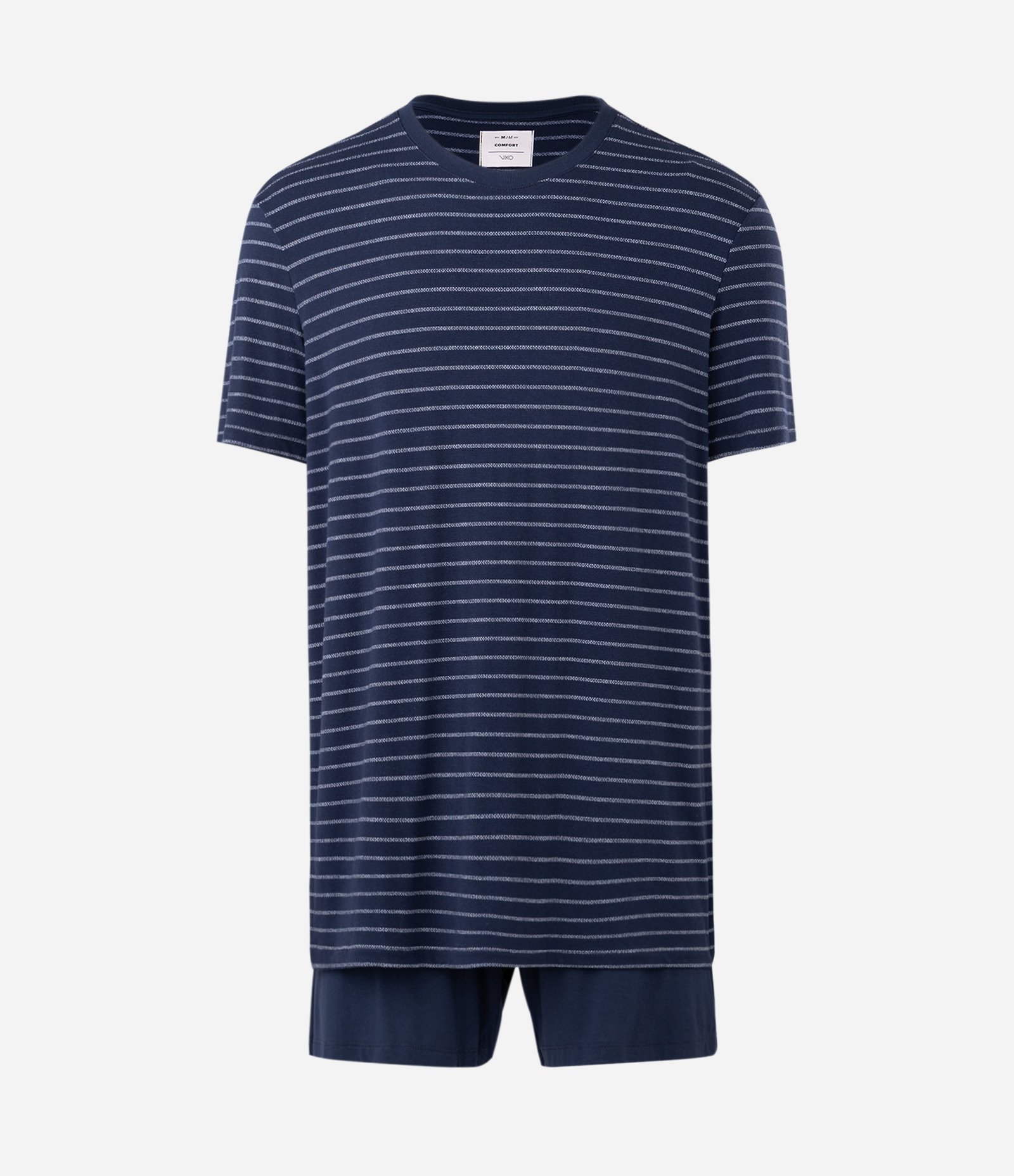 Pijama Curto Masculino Viscose Listrado Azul 5