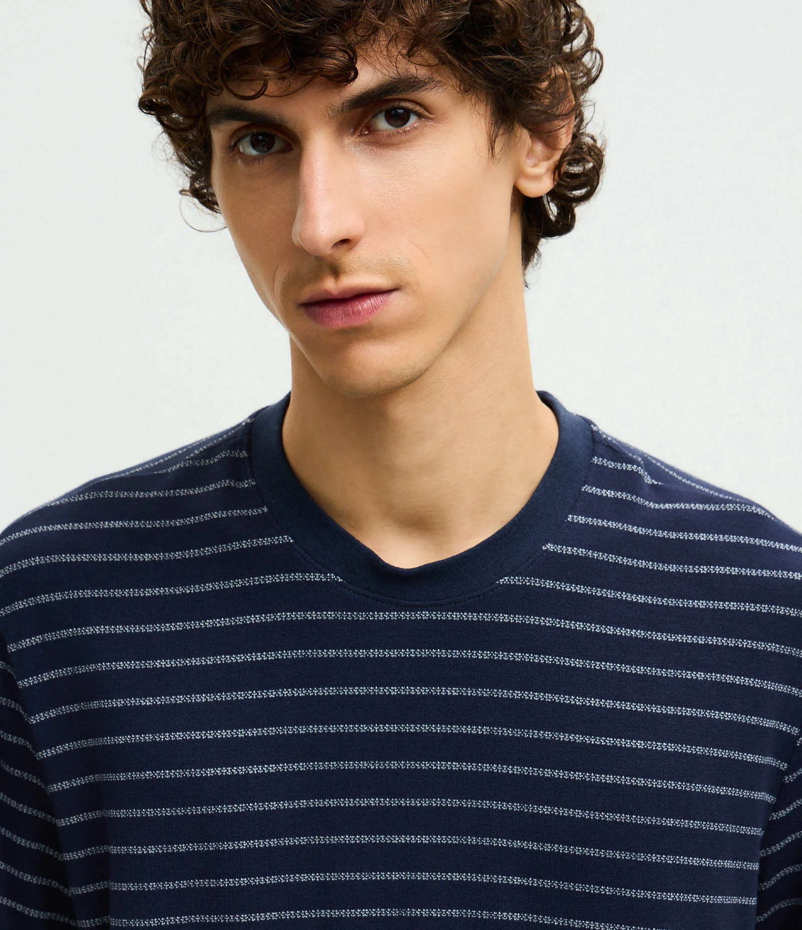 Pijama Curto Masculino Viscose Listrado Azul 2