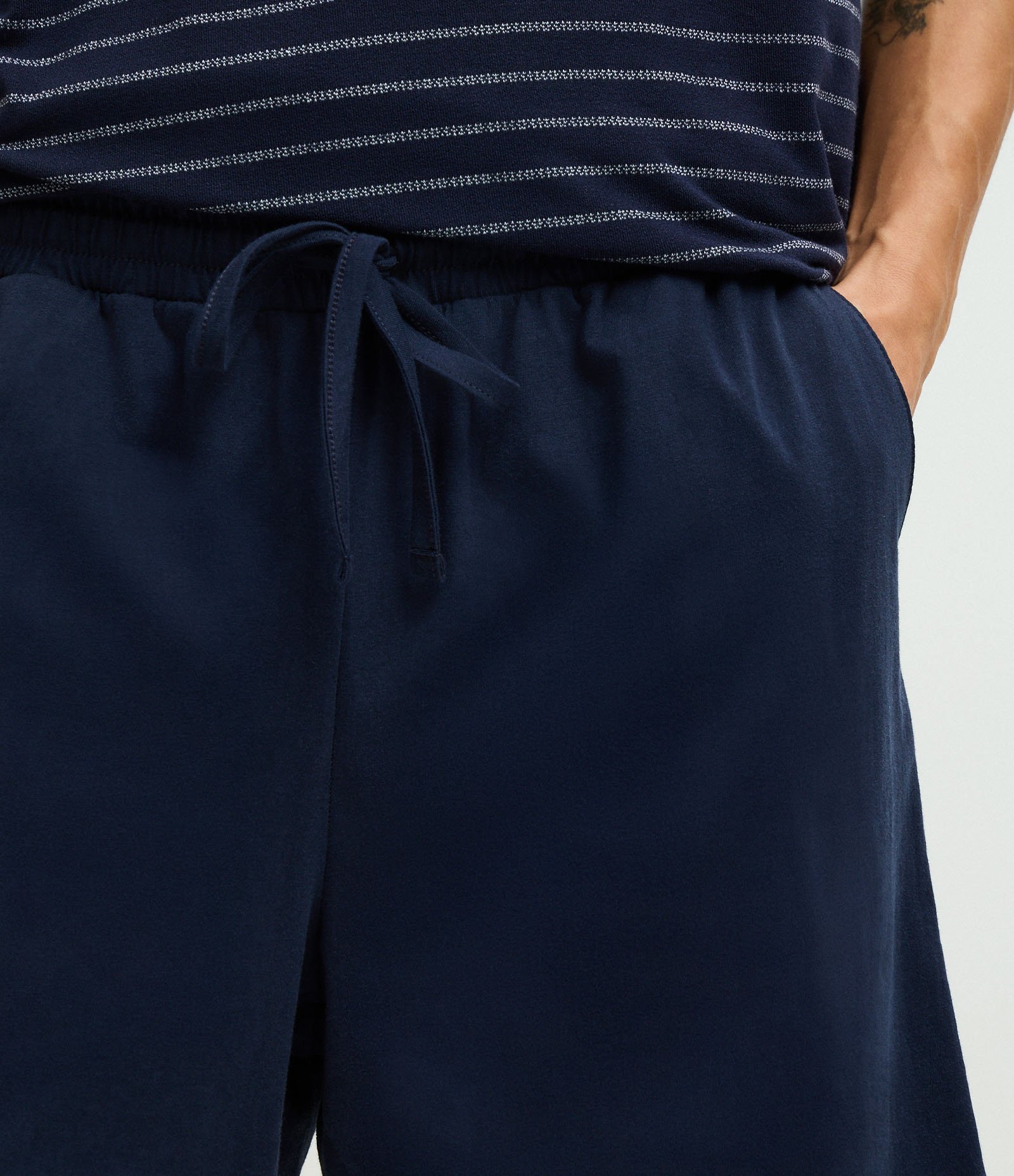Pijama Curto Masculino Viscose Listrado Azul 3