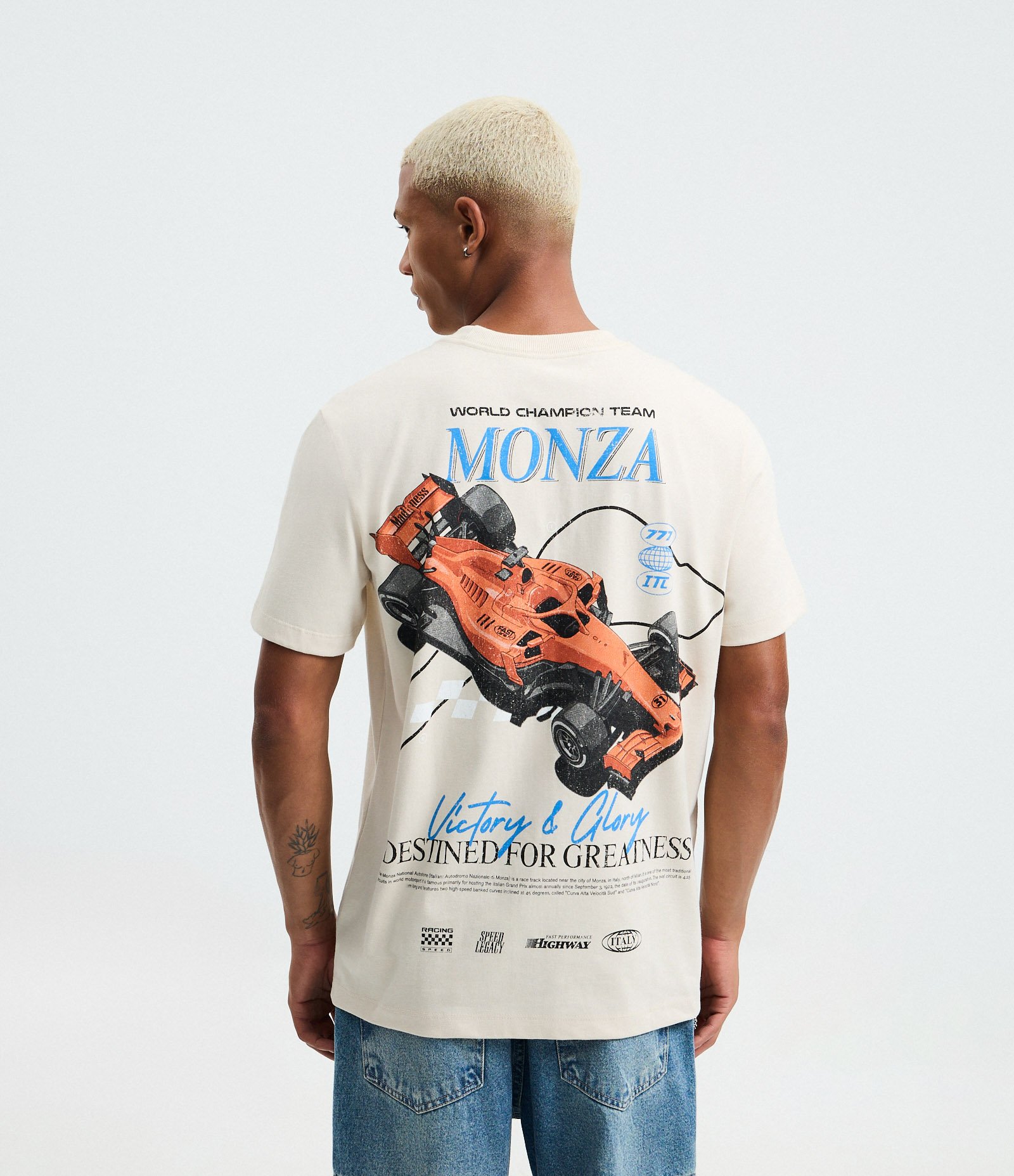 Camiseta Comfort em Meia Malha com Estampa Monza F1 Off White 1