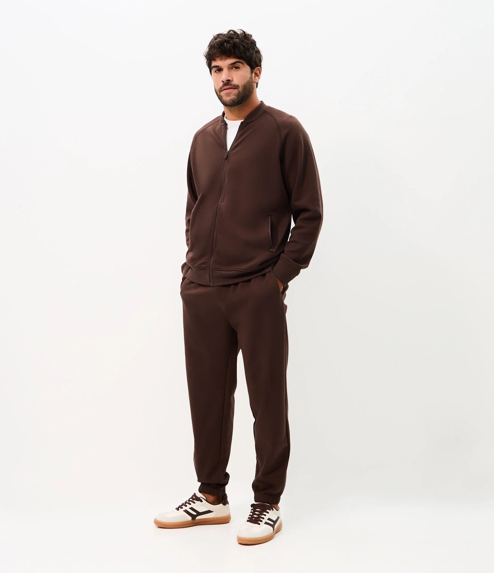 Casaco Comfort Fleece Bomber com Zíper Marrom 2
