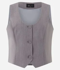 Colete Curto Alfaiatado com Decote U