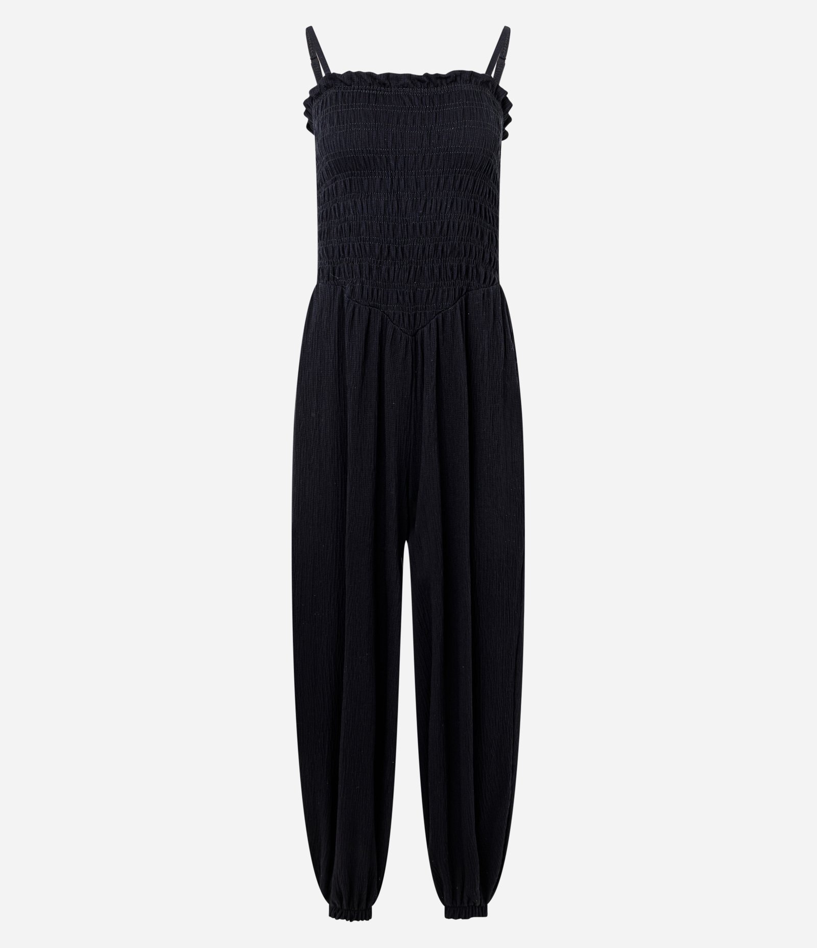 Macacão Aladim Texturizado com Alça Fina e Lastex Preto 5