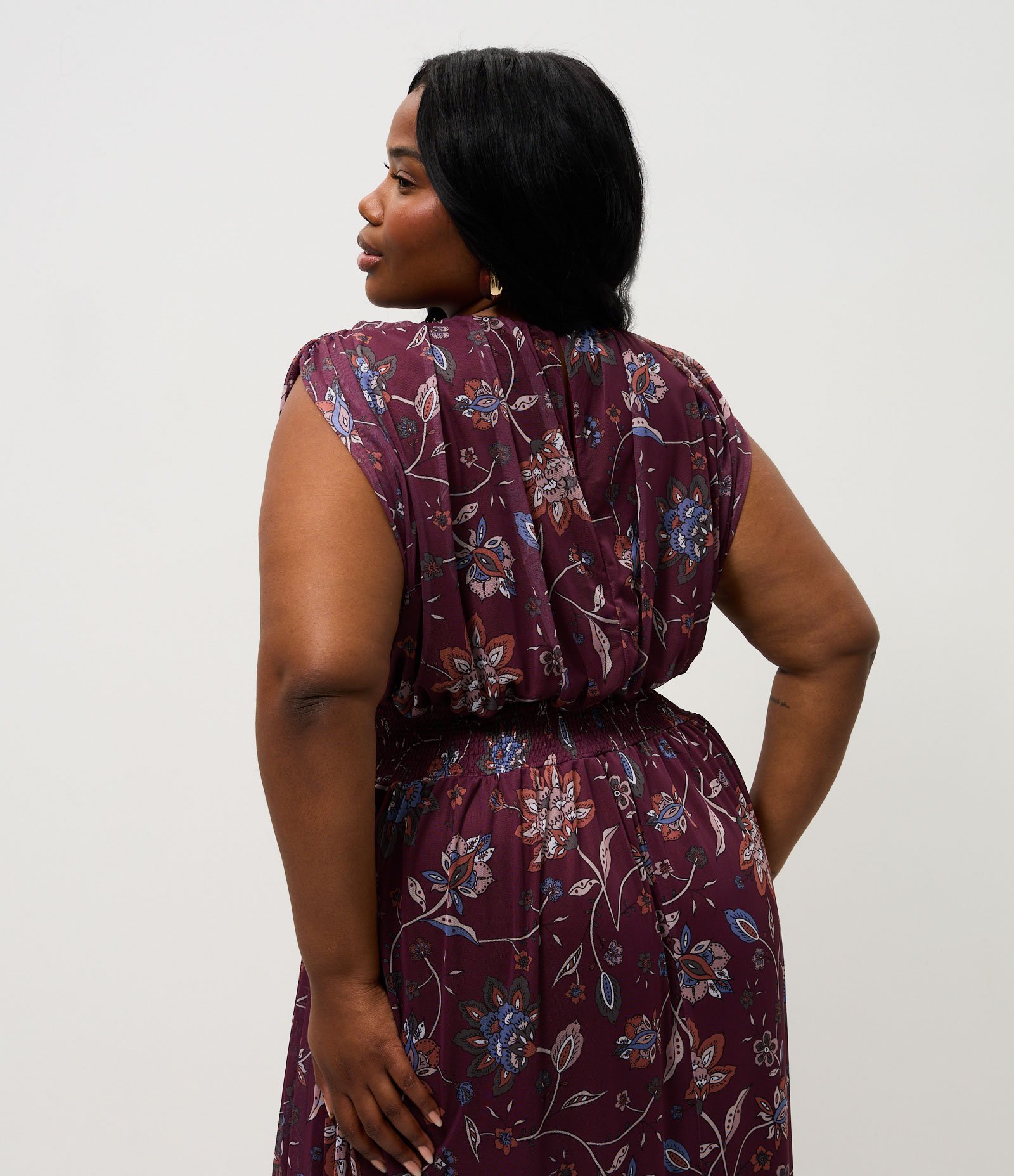 Vestido Longo Tule Floral Curve & Plus Size Marrom 4