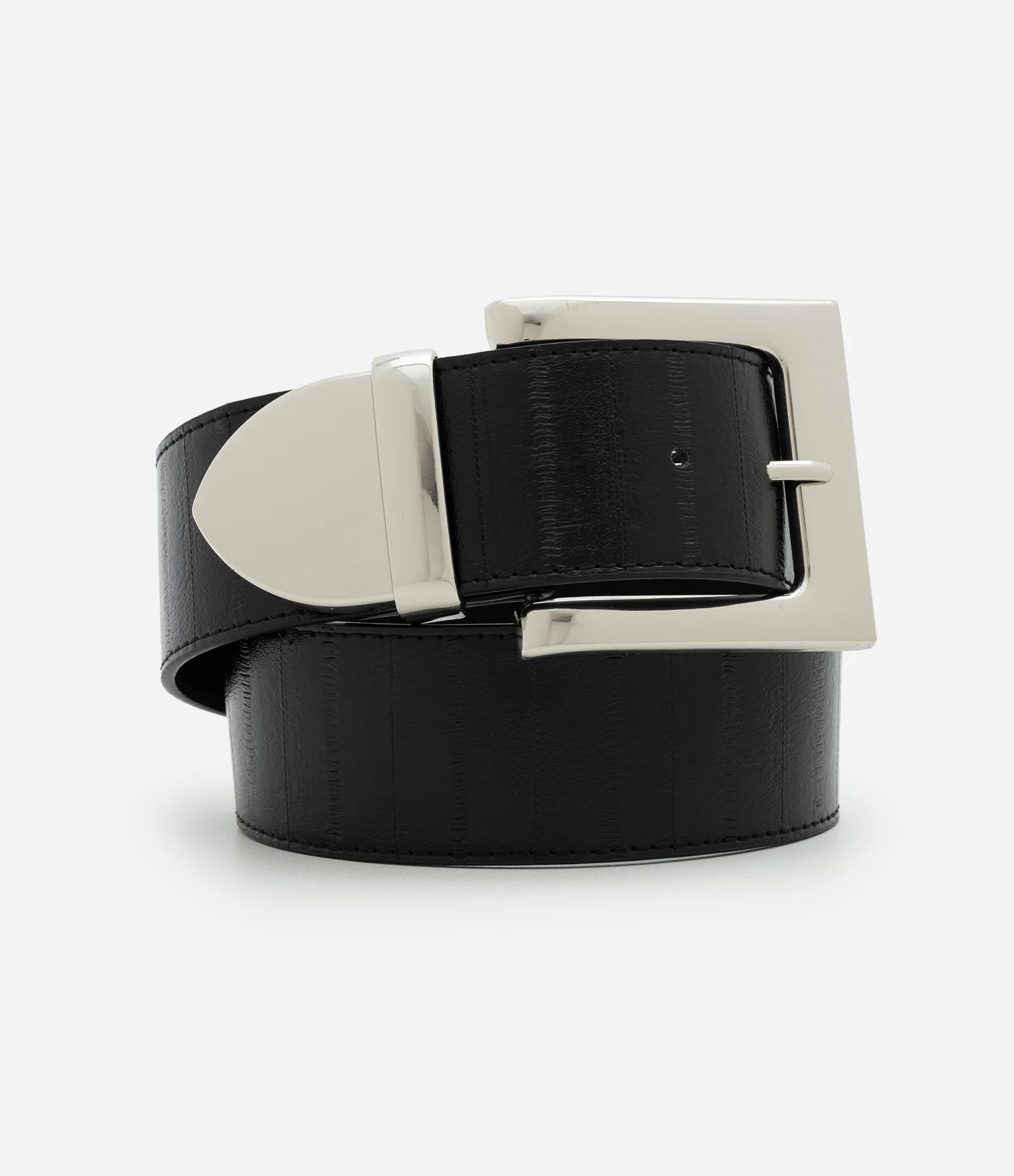 Cinto Largo em PU Estruturado com Fivela Metálica Preto 2