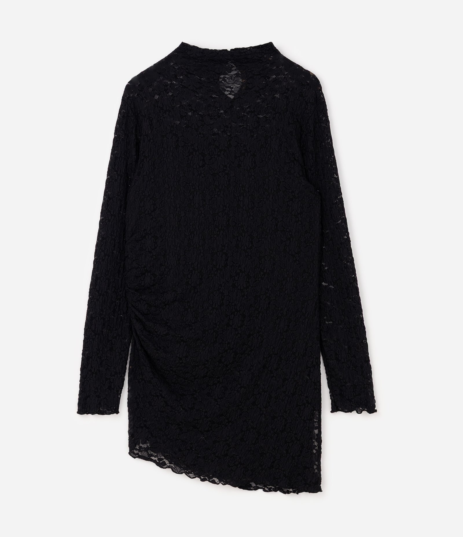 Blusa de Renda Texturizada Floral com Franzido Curve & Plus Size Preto 1