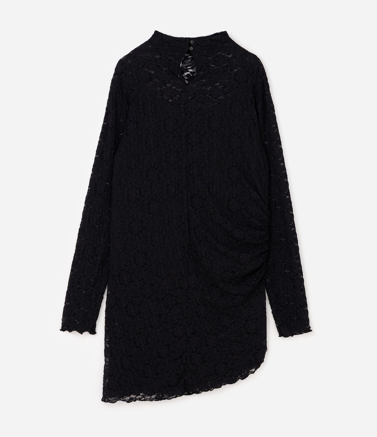 Blusa de Renda Texturizada Floral com Franzido Curve & Plus Size Preto 2