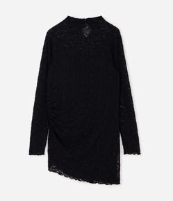 Blusa de Renda Texturizada Floral com Franzido Curve & Plus Size
