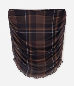 Saia Mini em Tule Xadrez com Franzido Curve & Plus Size