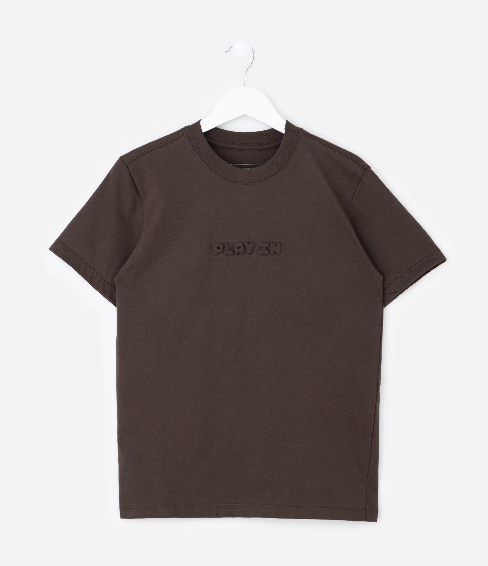 Camiseta Infantil em Algodão com Lettering Embossed – Tam 5 a 14 Anos Marrom 1