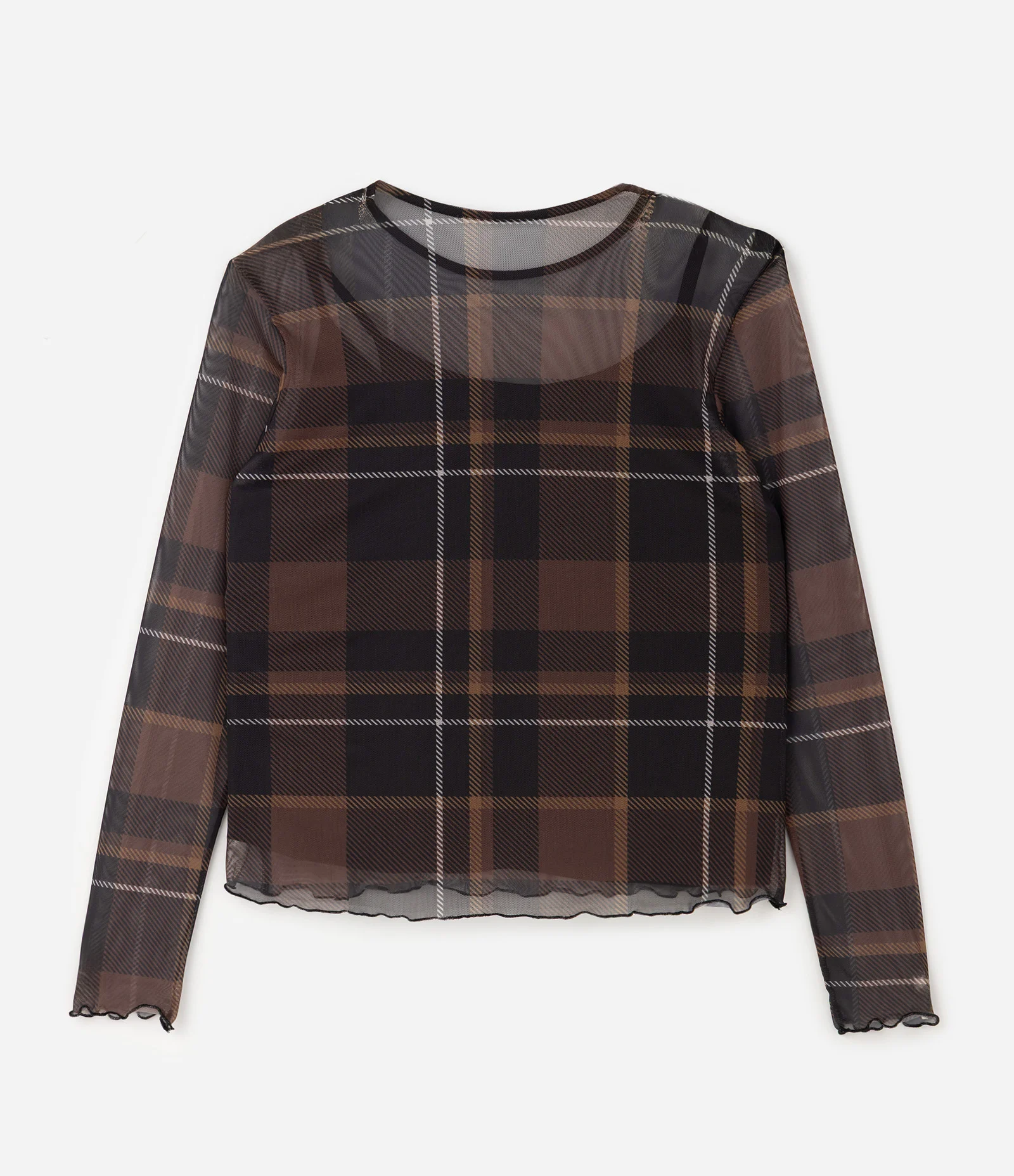 Blusa Manga Longa em Tule Xadrez com Anágua Curve & Plus Size Preto 2