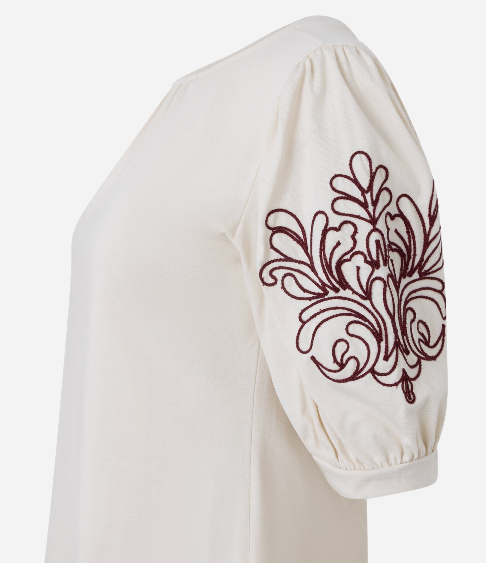 Blusa Manga Curta em Algodão com Bordado Floral Bege 6