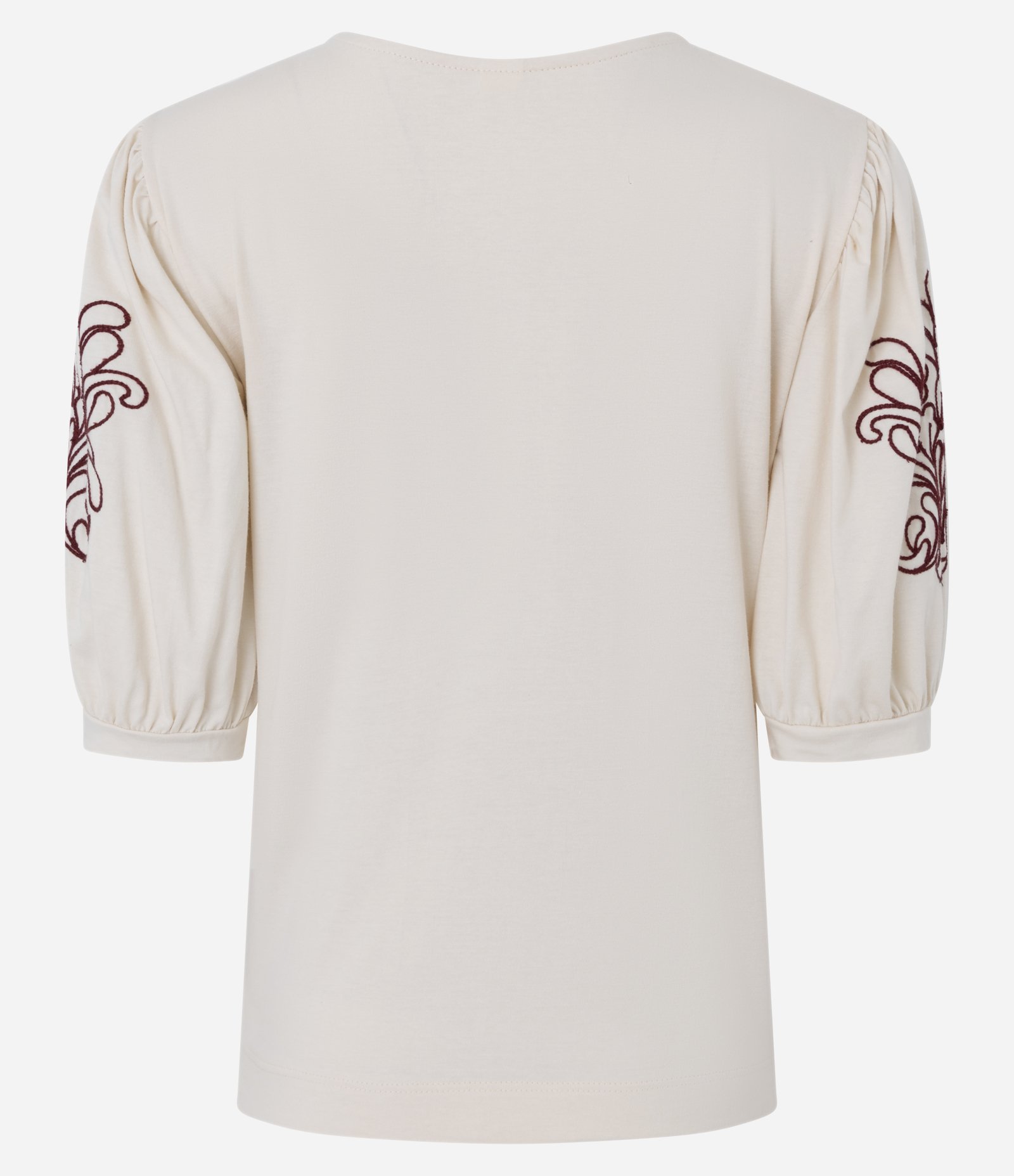 Blusa Manga Curta em Algodão com Bordado Floral Bege 7