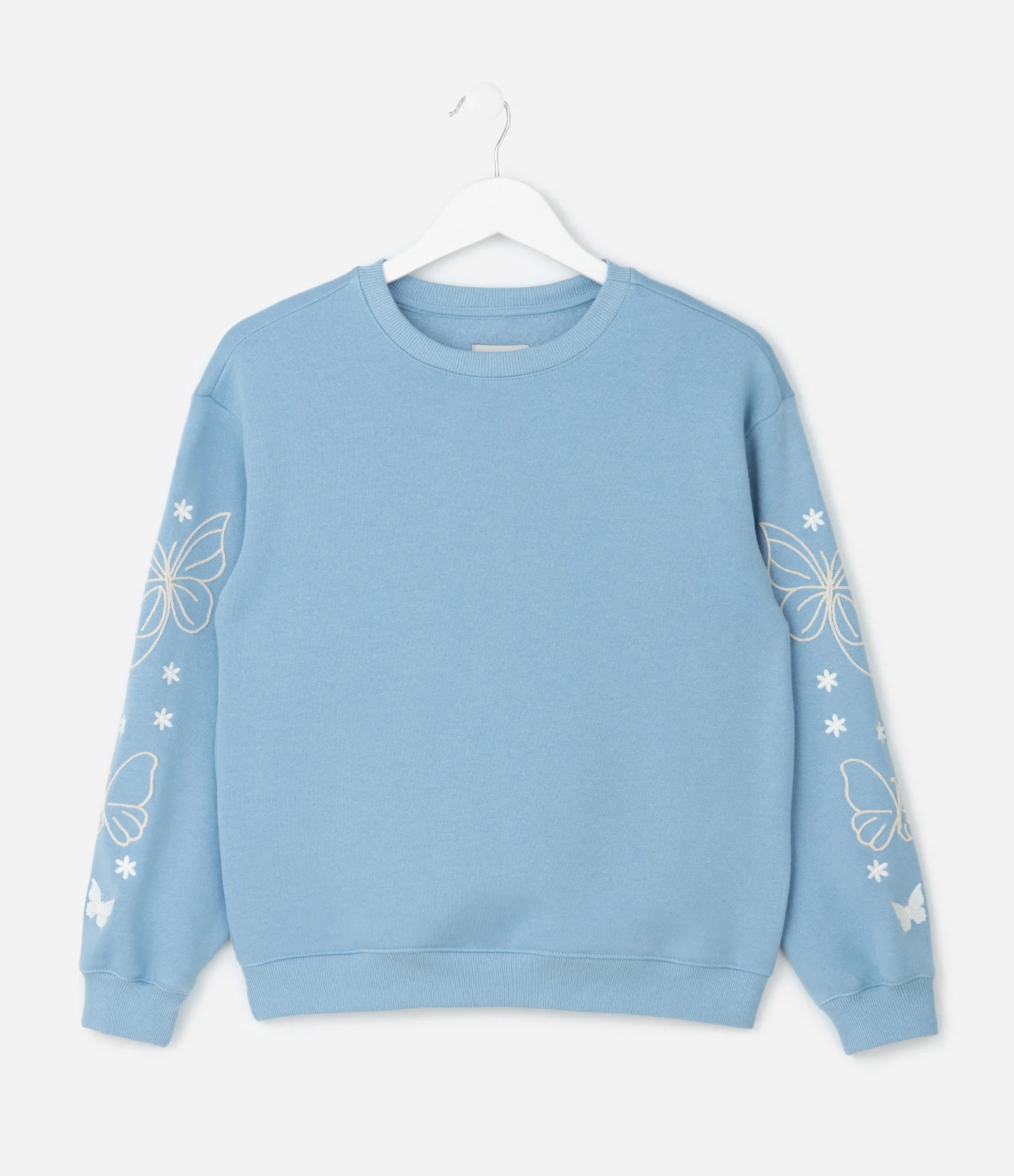 Casaco Infantil com Borboleta e Flores nas Mangas – Tam 7 a 14 Anos Azul Claro 2