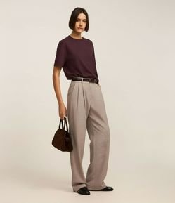 Blusa em Algodão Pima com Gola Redonda