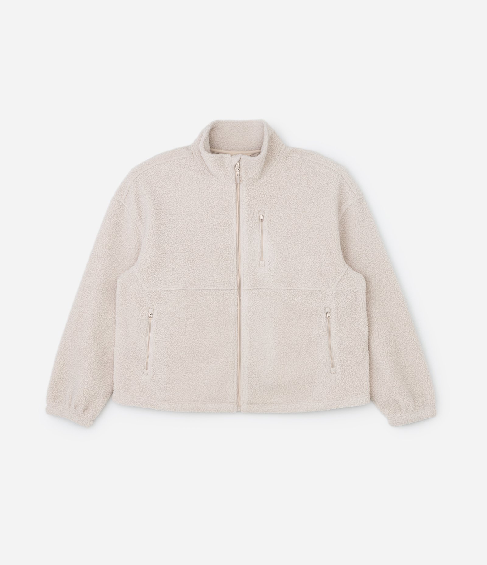 Jaqueta Esportiva em Sherpa com Gola Alta Curve & Plus Size Bege 1