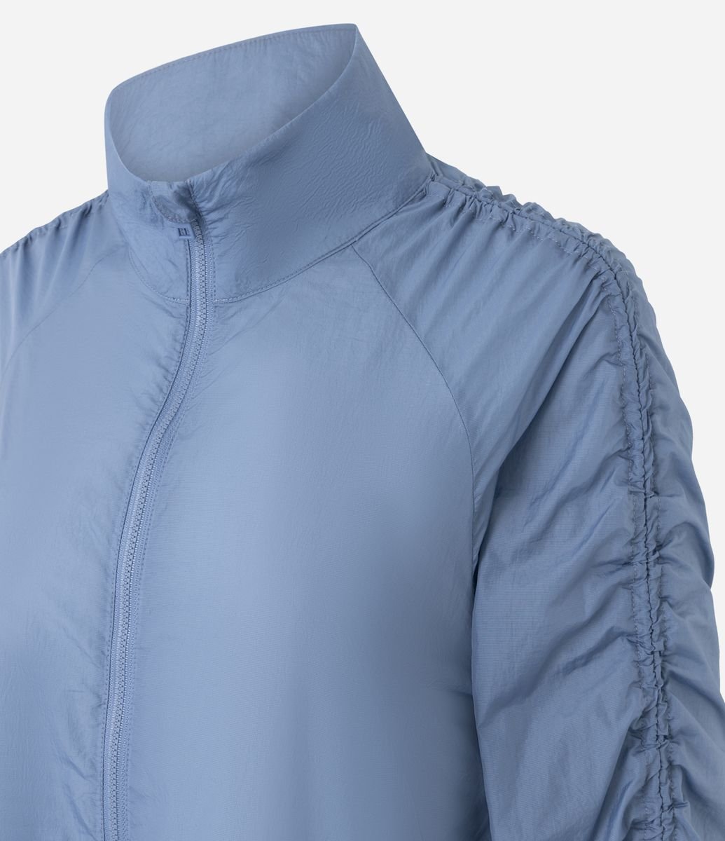 Jaqueta Parka Esportiva com Franzido Lateral Azul