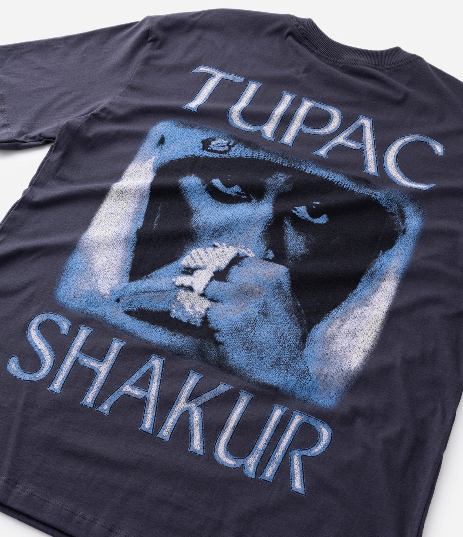 Camiseta Relaxed Manga Curta em Algodão Tupac Azul 9