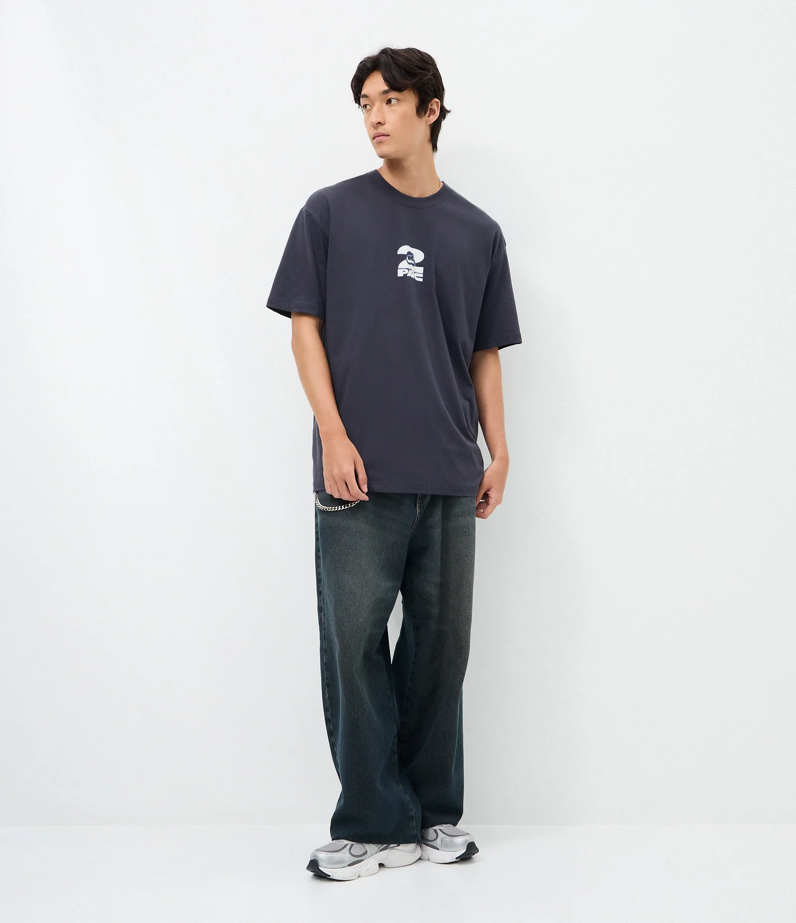 Camiseta Relaxed Manga Curta em Algodão Tupac Azul 2