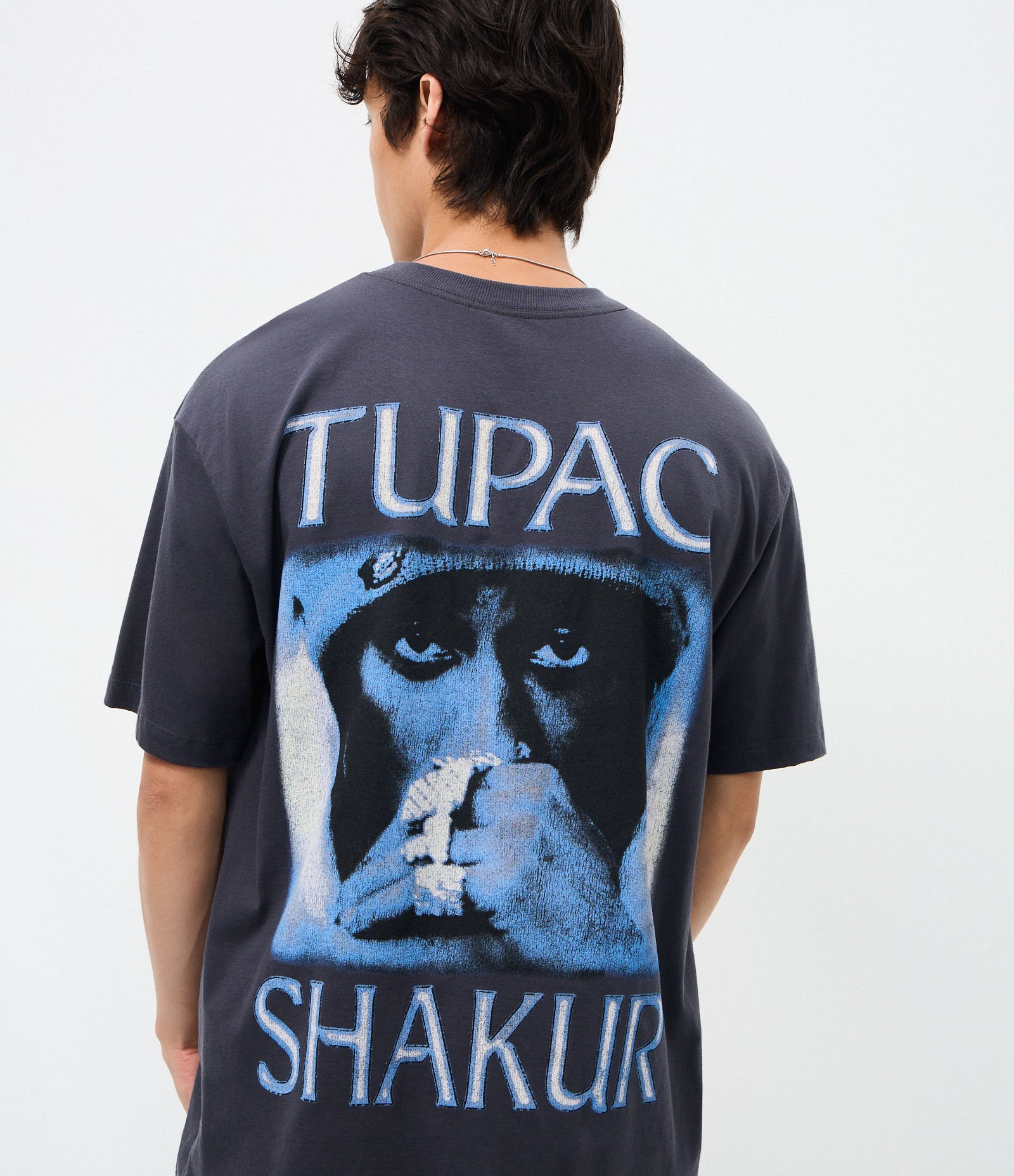 Camiseta Relaxed Manga Curta em Algodão Tupac Azul 3