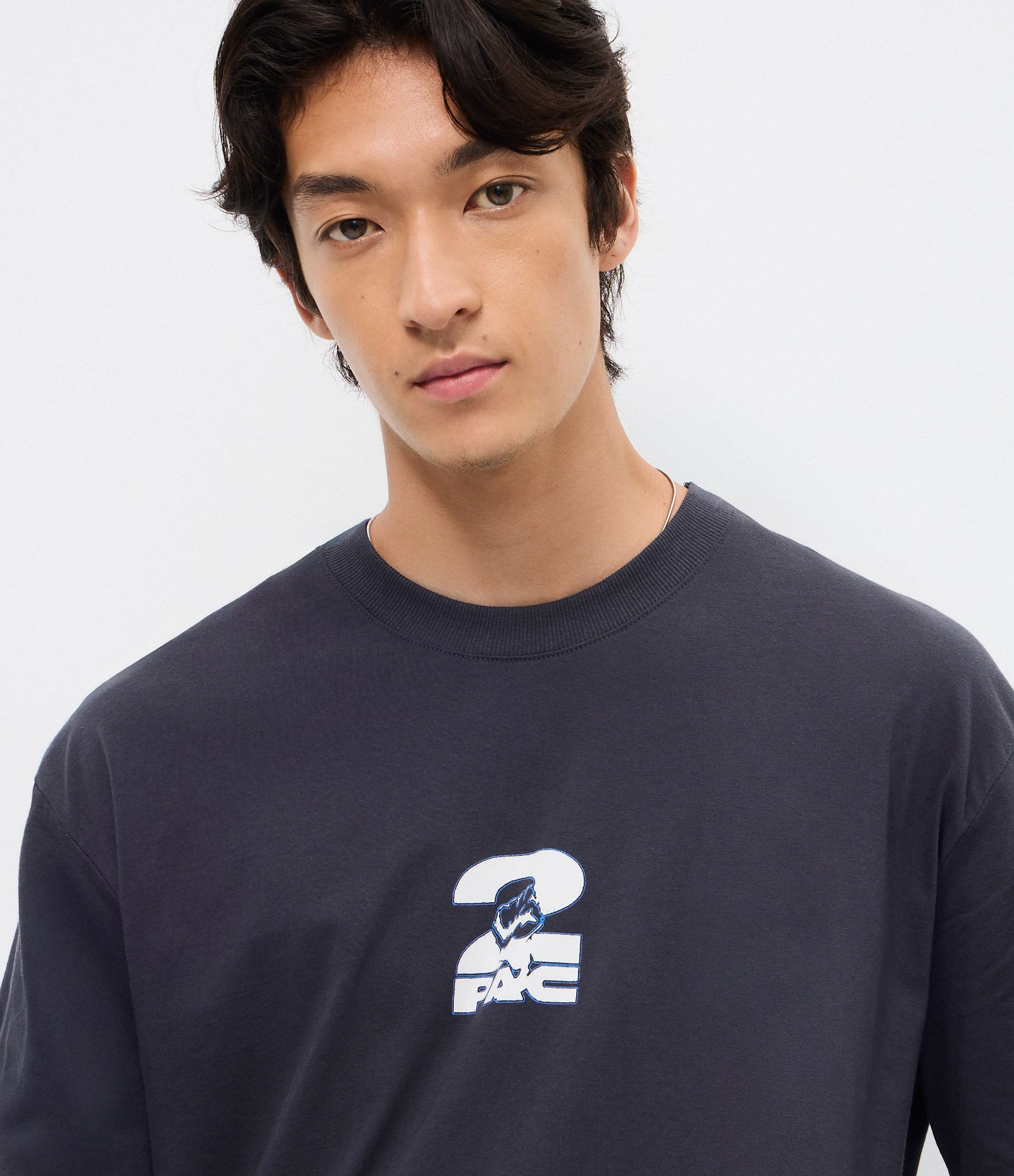 Camiseta Relaxed Manga Curta em Algodão Tupac Azul 4