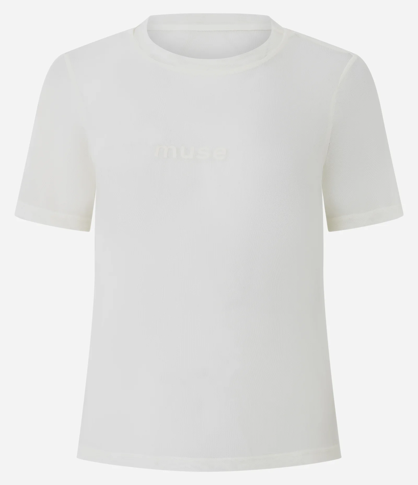 Camiseta Ajustada Esportiva em Tule com Mangas Curtas Branco 1