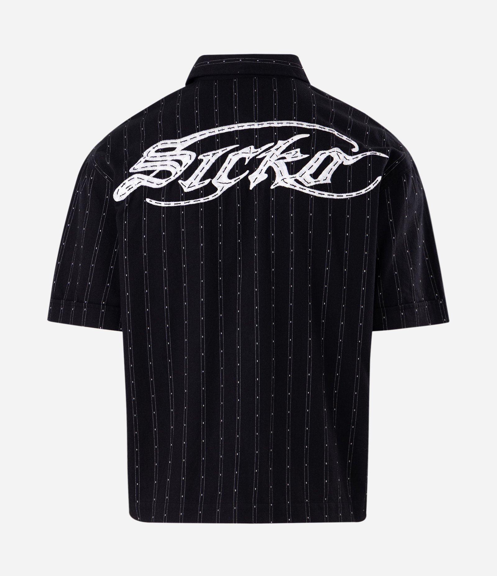 Camisa Boxy em Algodão Texturizada com Listras Verticais Preto 6