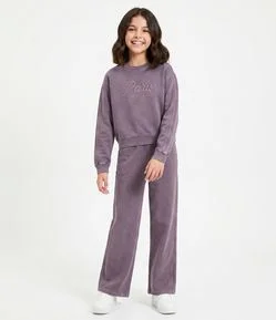 Calça Infantil em Moletom com Felpa Lavado – Tam 7 a 14 Anos