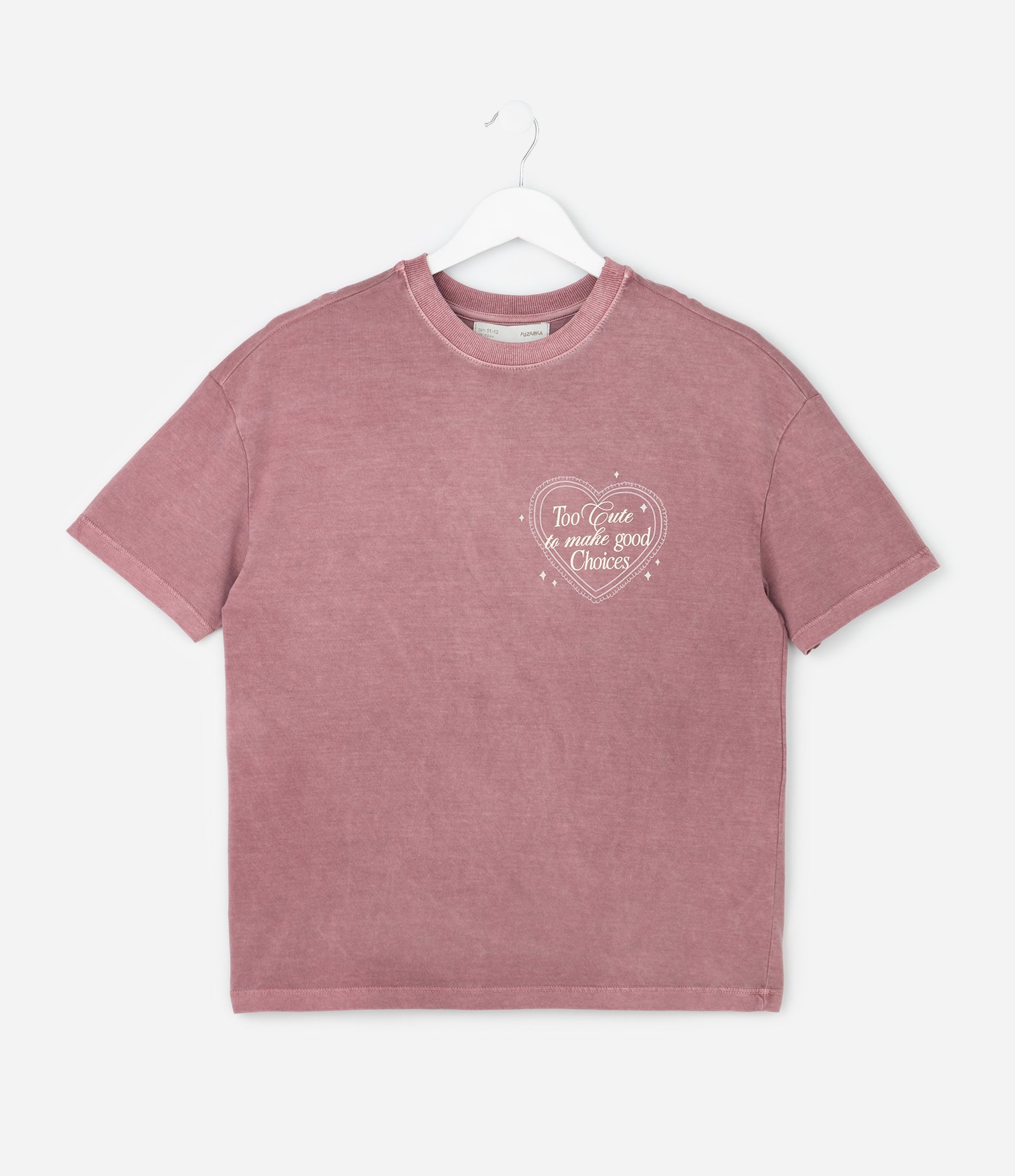 Camiseta Over Infantil com Lettering Mini Pretty – Tam 7 a 14 Anos Rosa Antigo 1