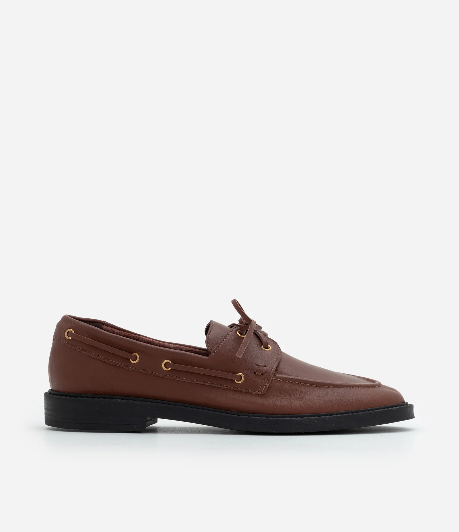 Mocassim em Couro com Sola Flat Marrom 1