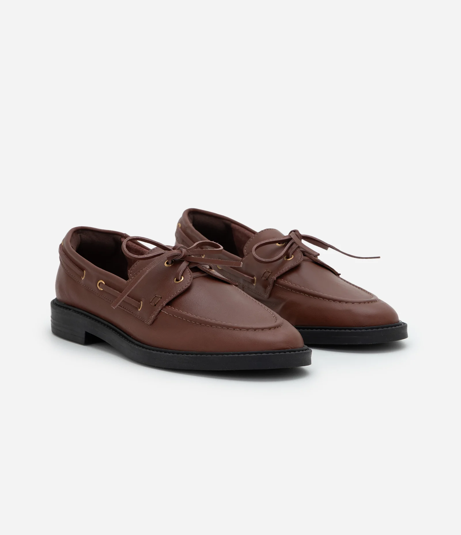 Mocassim em Couro com Sola Flat Marrom 2